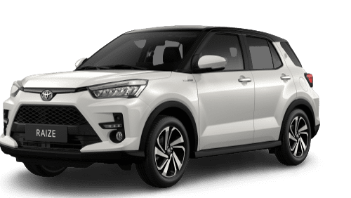 toyota raize trắng nóc đen